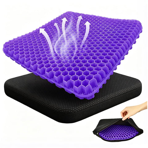 TOGETDREAM Gel Seat Cushion,Soft Sitter Honeycomb Ergonomic Cushion Cool Gel Cushion Large Double Thick Gels Cushions with Cloth Cover Pressure Pain