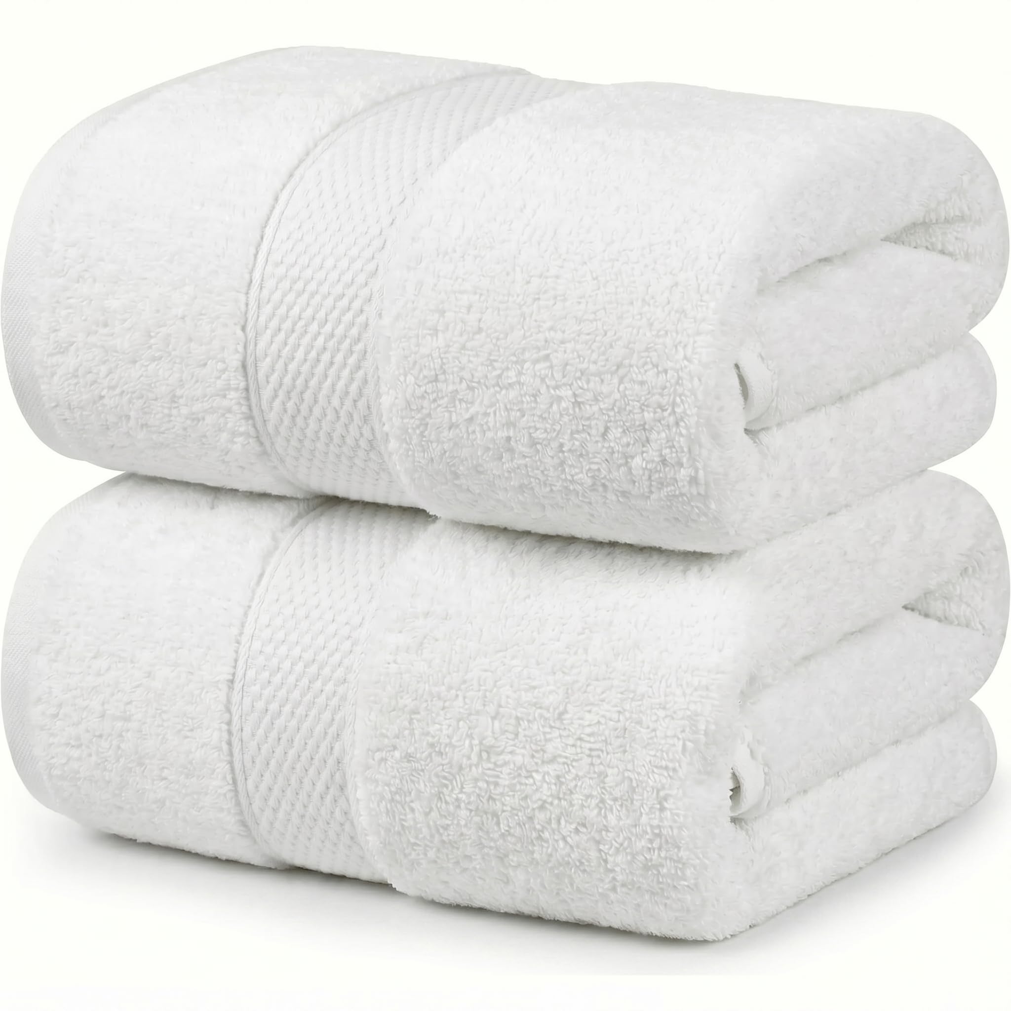 MistyMorning Bath Towels Pack of 2, Extra Large (70x140cm), Luxury 100% Cotton 500GSM Super Soft & Highly Absorbent Quick Dry Luxury Bathroom Towels