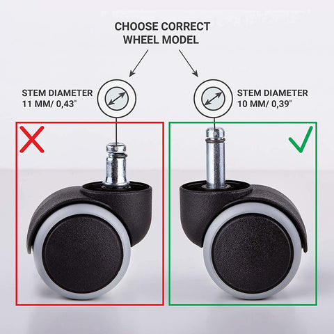 Namvo 5Pcs 10 x 22 mm Caster Wheels Replacement for Office Chair, Swivel Chair, Ultra Heavy Duty, Floor Protecting, Quiet Smooth on Floors