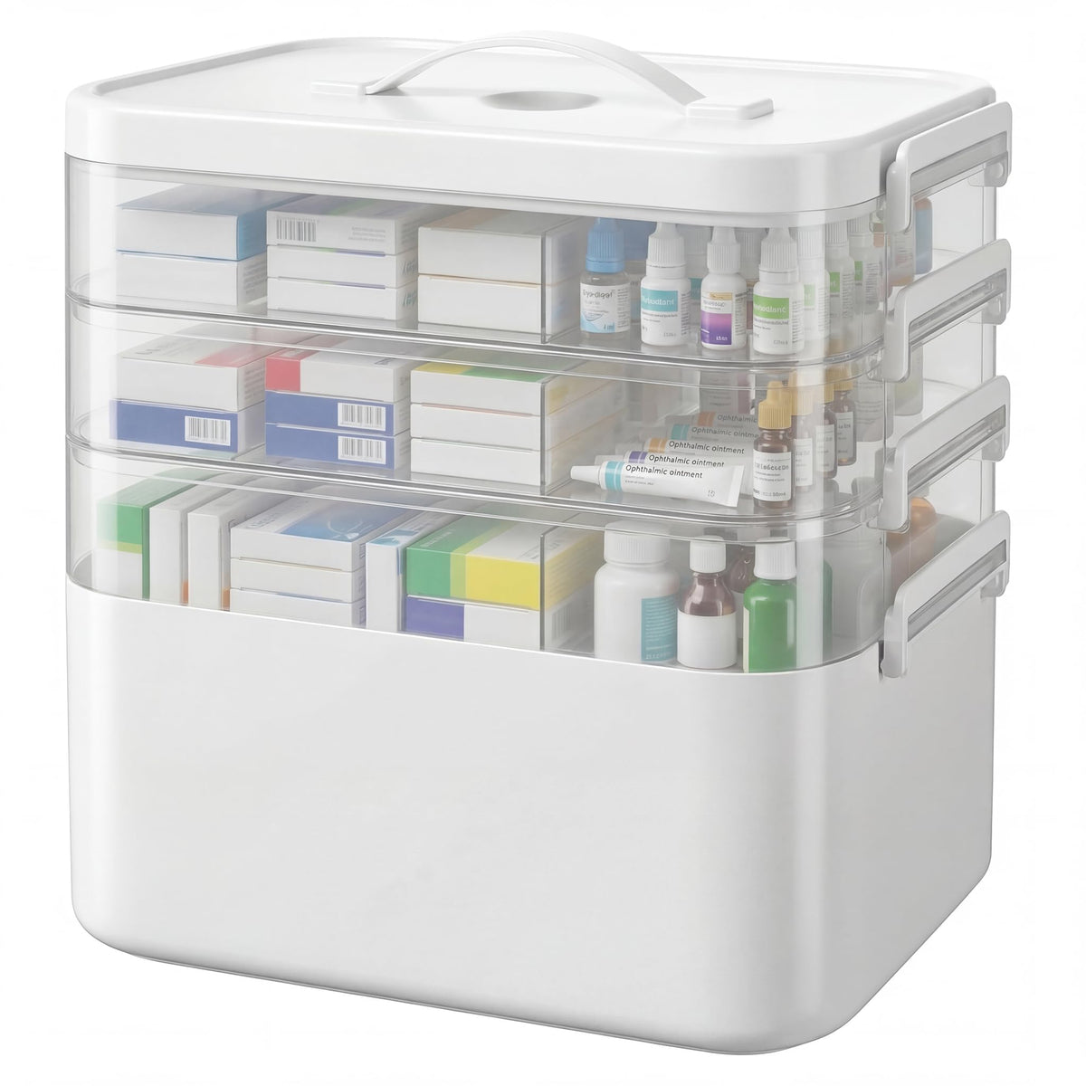 Kryndle Medicine Storage Box, 4 Layer Medicine Box with Compartments