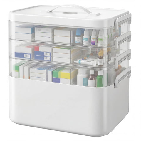 Kryndle Medicine Storage Box, 4 Layer Medicine Box with Compartments