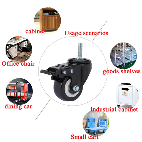 Office Chair Wheels Castor M8x25mm load-bearing 240kg PU rotating casters trolley furniture caster replacement trolley wheels Swivel casters with