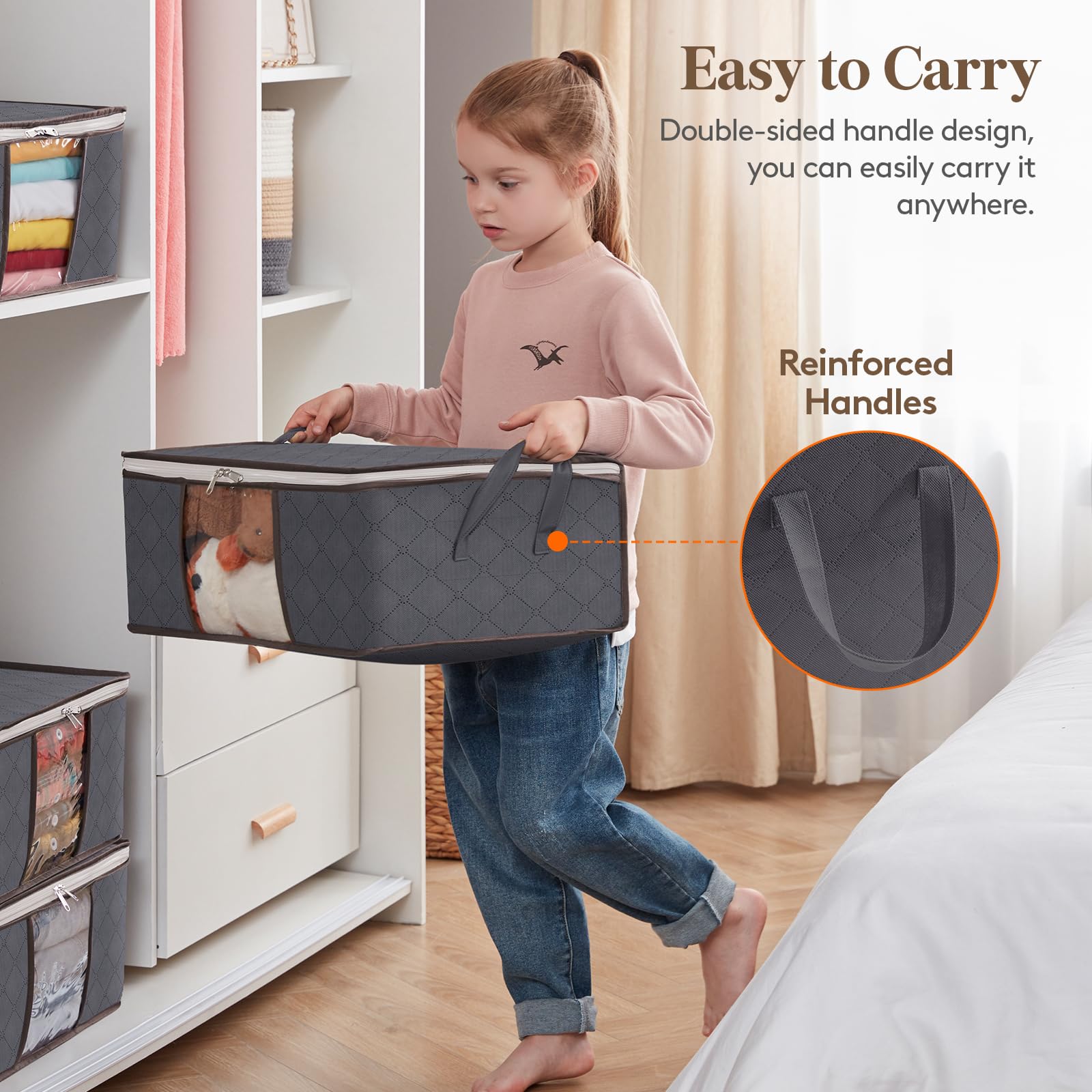 Lifewit 35L Clothes Storage Bags with Clear Window, Foldable Underbed Clothes Covers, Organisers for Clothing, Bedding, Sweaters Protection, 6 Pack