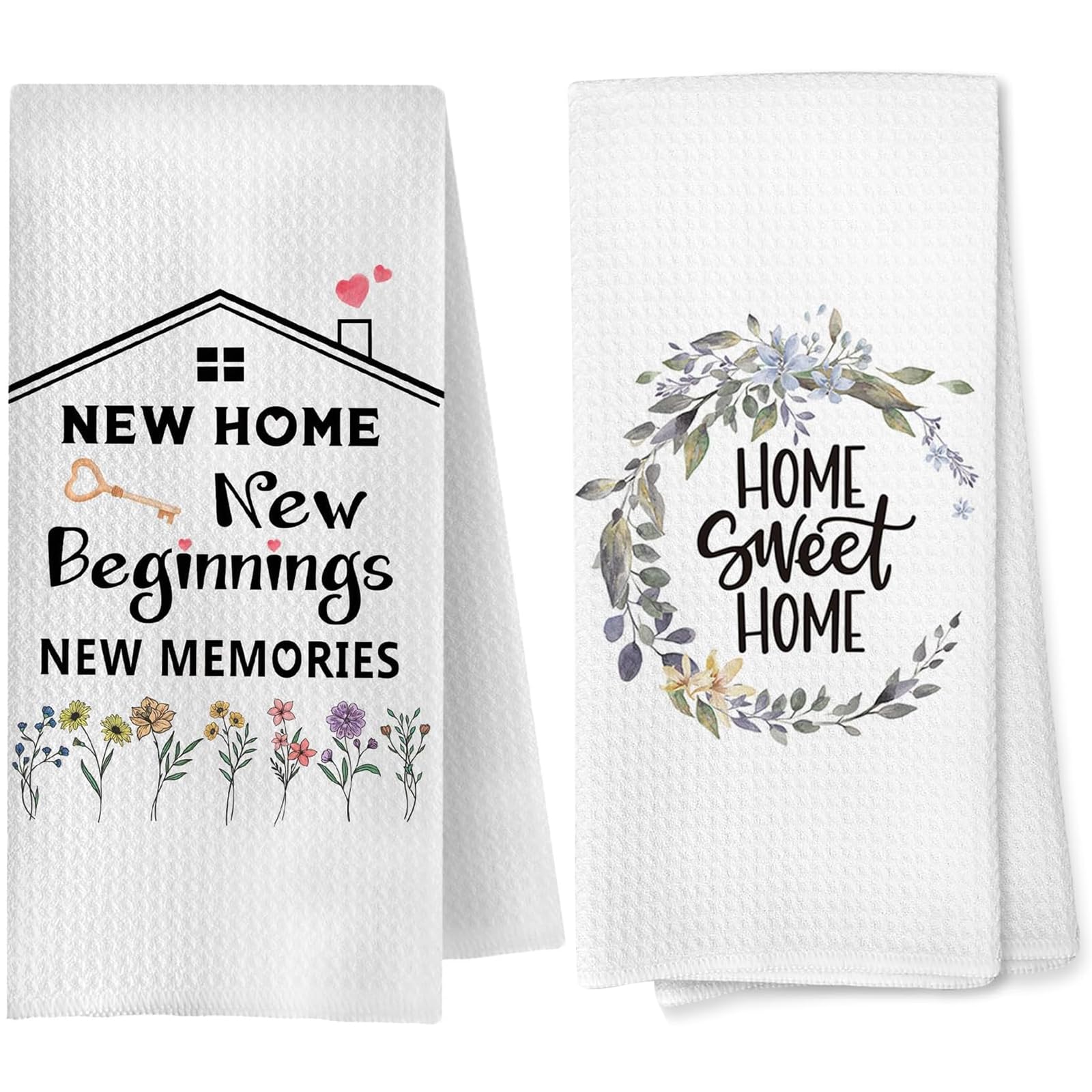 2PCS New Home Gifts Ornament Kitchen Towel House Warming Gifts (White)