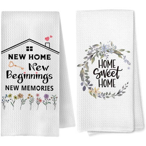 2PCS New Home Gifts Ornament Kitchen Towel House Warming Gifts (White)