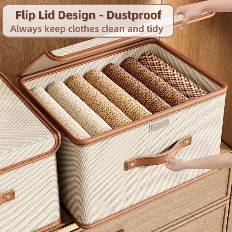 Siocok 2 Pack Storage Boxes with Lids, Collapsible Storage Box with Lid, Fabric Storage Boxes with Handles, 37x27x26cm, Bins for Organizing Home