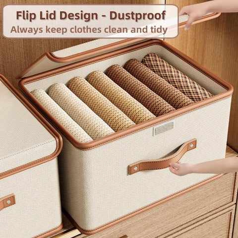 Siocok 2 Pack Storage Boxes with Lids, Collapsible Storage Box with Lid, Fabric Storage Boxes with Handles, 37x27x26cm, Bins for Organizing Home