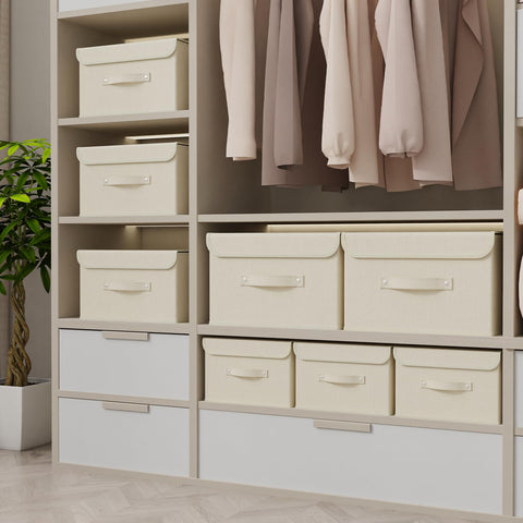 ENUMAIL Cloth Storage Baskets with Handles,Beige 26x20x17cm,3 Pack