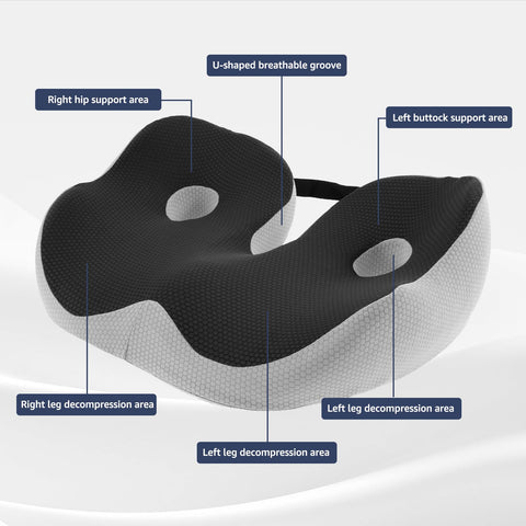 Coccyx Cushion for Tailbone Pain, Adjustable Memory Foam Non-Slip Seat Pads, Ergonomic Seat Cushion, Coccyx Pain Relief Cushion for Office Chair