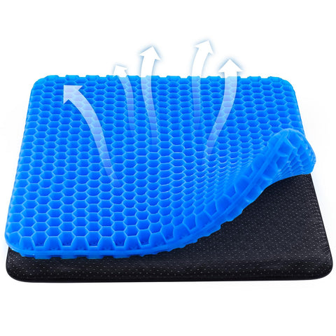 wiksite Gel Seat Cushion, Honeycomb Design Double Thick Gel Cushion with Cloth Cover Ergonomic & Cool Seat Cushion for Home Office Chair Car