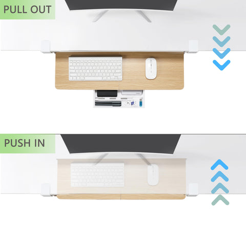 ETHU Under Desk Keyboard Tray, 68x30cm Ergonomic Pull-out Tray with C-Clamp Large Size Keyboard Tray Mount Easy to Install