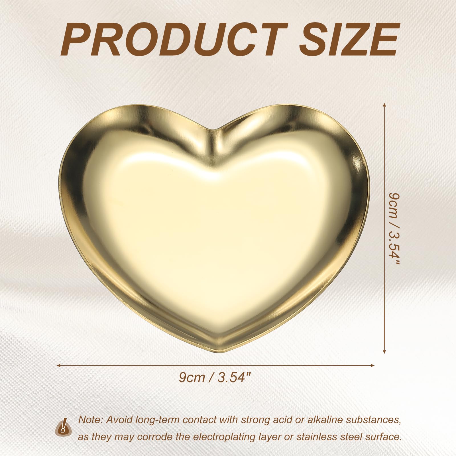sourcing map Heart Shape Serving Trays, 3.54" Stainless Steel Decorative Jewelry Dish