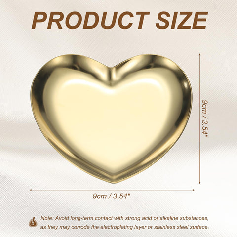 sourcing map Heart Shape Serving Trays, 3.54" Stainless Steel Decorative Jewelry Dish