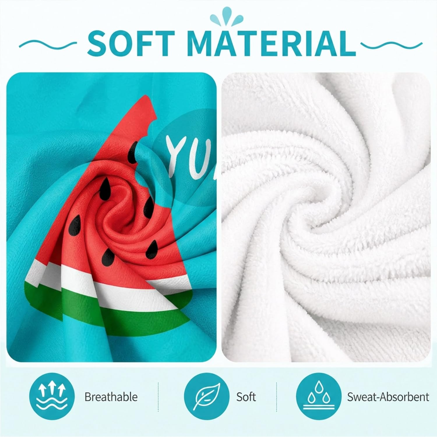 Surwin Sun Lounger Towel with Pockets, 3D Juice Print Quick Dry Beach Towel, Microfiber Sunbed Towels Travel Lounger Bag for Loungers Summer Holiday