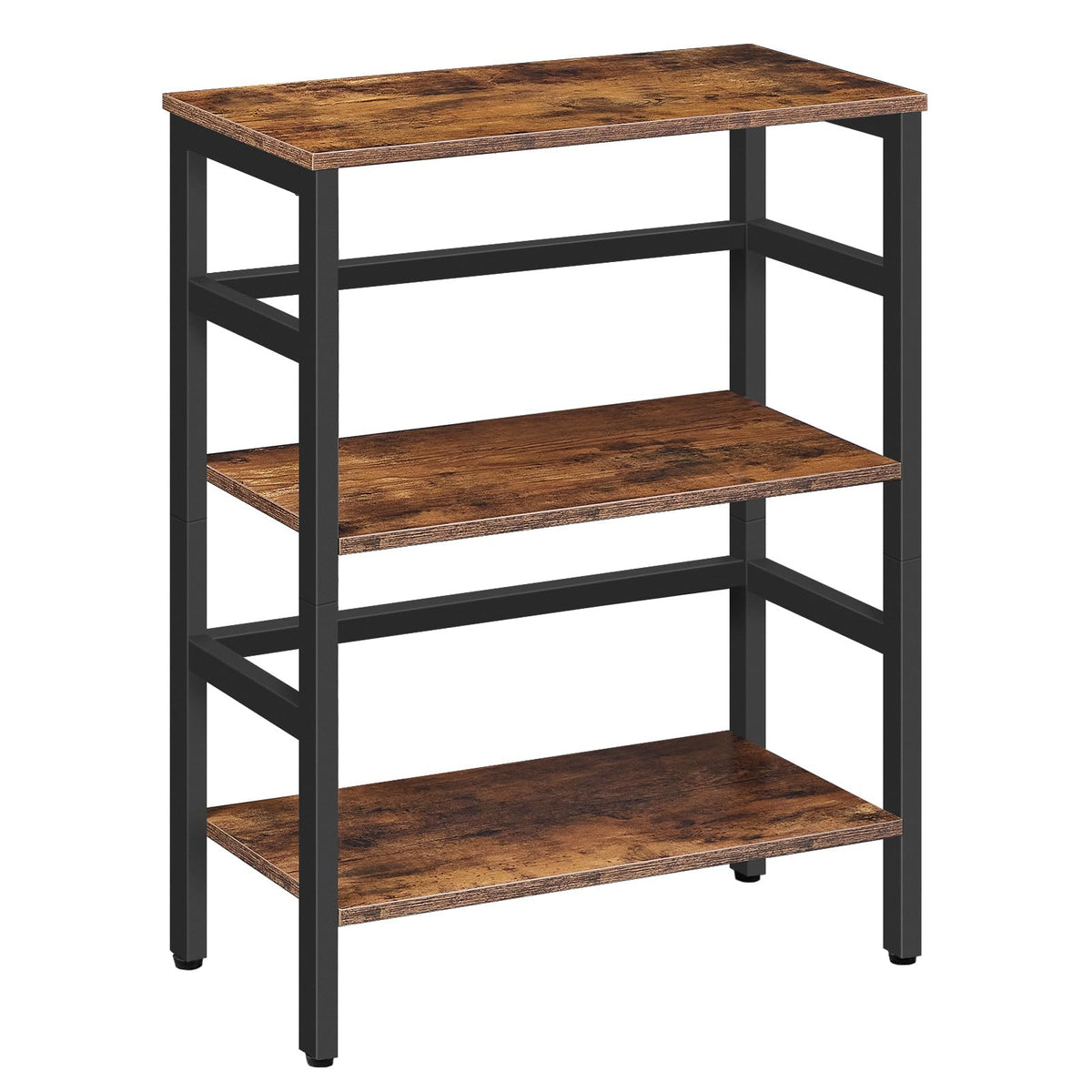 HOOBRO Tall Side Table, Record Player Stand, 3-Tier End Table, Plant Stand, 3-Layer Bookshelf, 60 x 30 x 81 cm, Industrial, for Living Room, Bedroom