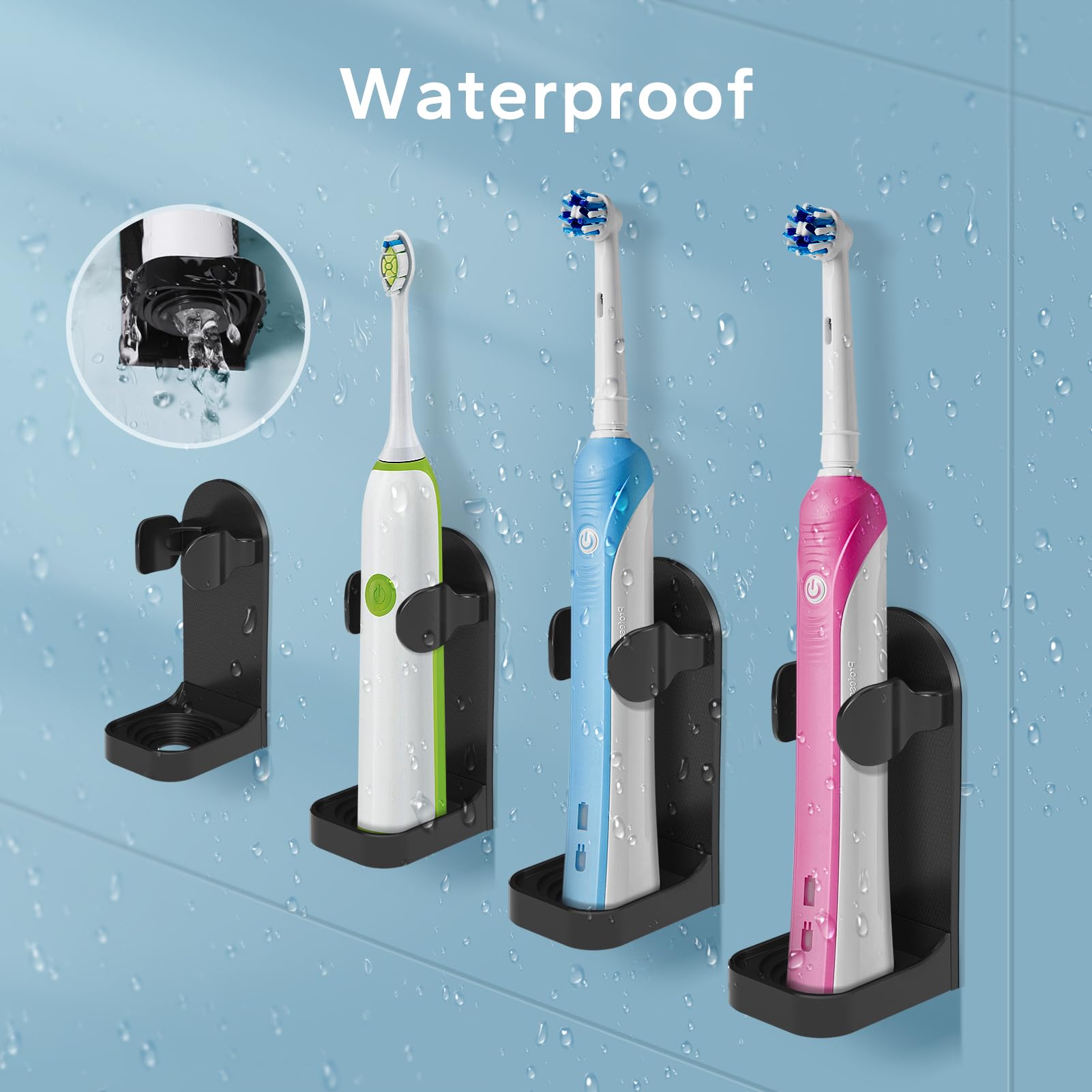 HOMMAND Electric Toothbrush Holder 4 Packs, Upgraded Strong Adhesive Electric Toothbrush Holder Wall Mounted