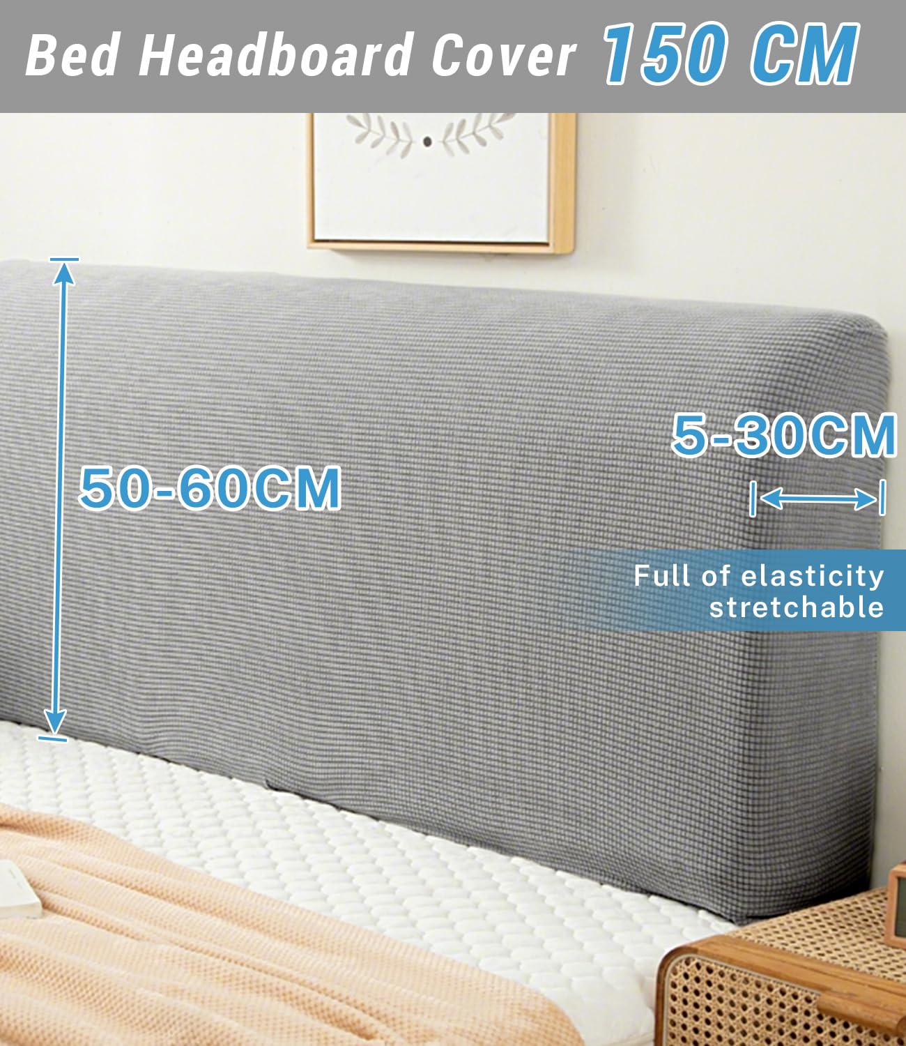 FANSU Headboard Cover for Single Double King Size Bed, Polar fleece Dustproof Headboard Wrap