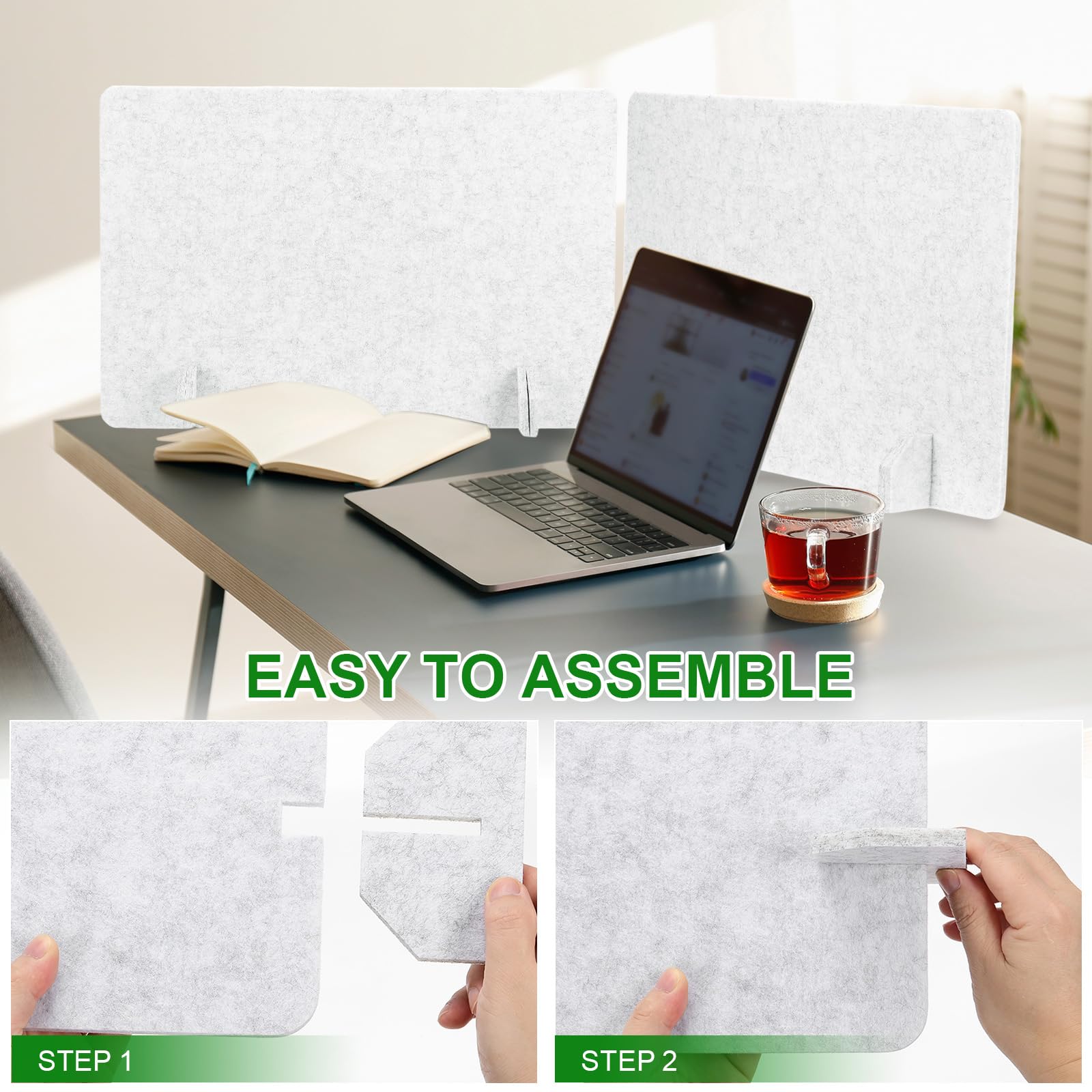 PATIKIL Desk Dividers 60x60cm, 2 Pack Desk Privacy Panel Freestanding Noise Reducing Partition Acoustic Panel with 4Pcs Support Feet for Testing