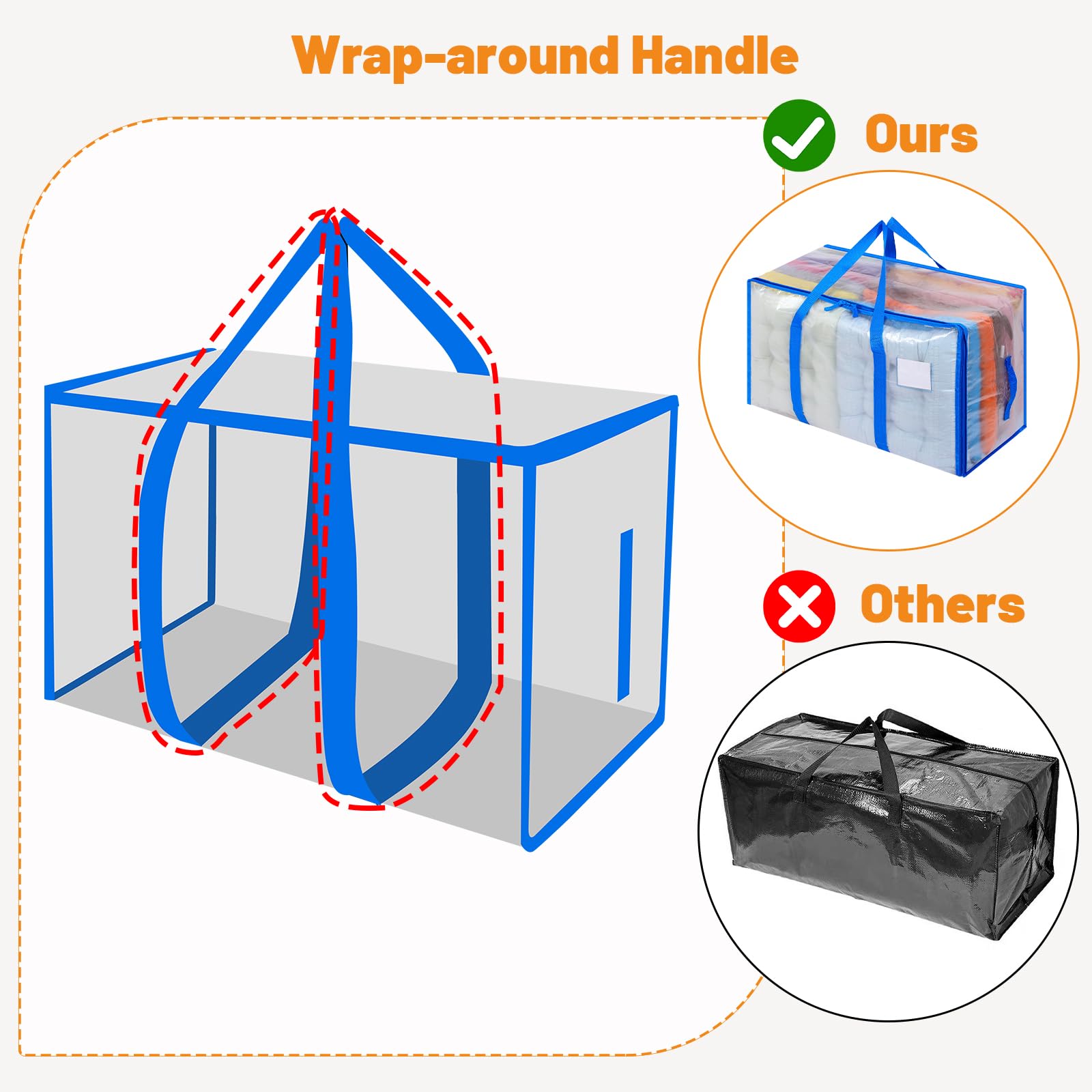 Dntorx 8 Pack 105L Moving Bags Clothes Storage Bags Drom Packing Box, Blue