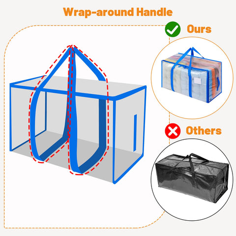 Dntorx 8 Pack 105L Moving Bags Clothes Storage Bags Drom Packing Box, Blue