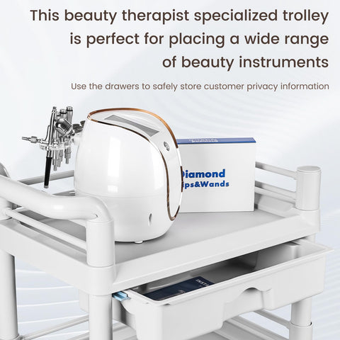 iklestar Beauty Trolley Cart, 3 Tier Trolley on Wheels with Bucket and Big Drawer