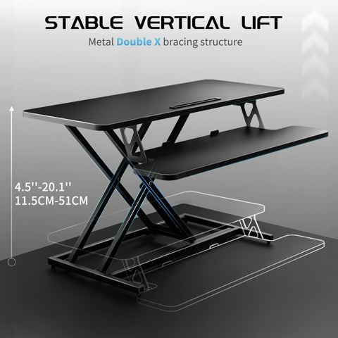 ERGOMAKER Height Adjustable Standing Desk Converter 101cm(40 Inch), Black