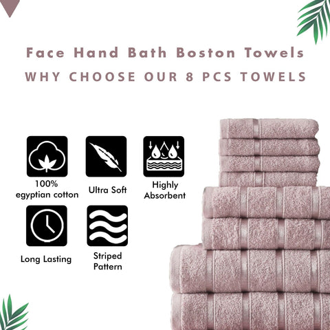 FAIRWAYUK 8-Piece Towels Bale Set for Bathroom, Ultra Soft Premium Quality Water Absorbent Towel Gift Sets, 100% Egyptian Cotton