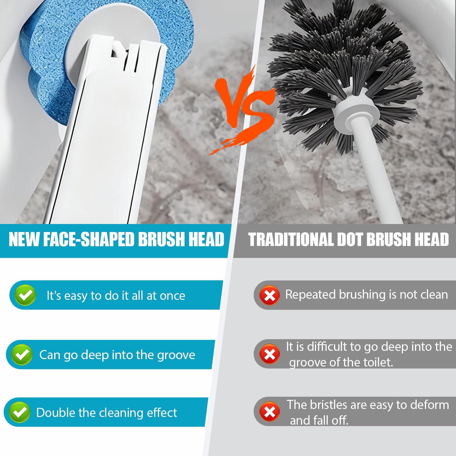 48Pcs Disposable Toilet Wand Scrubber Replacement Heads, Fits Most Handles
