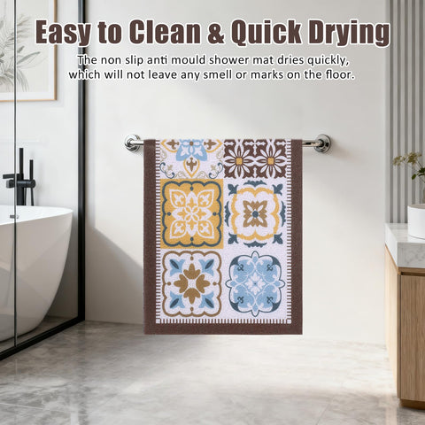 LY4U Loofah-like Shower Mat Non Slip, Washable Colorful PVC Bath Mats for Bathroom Floor, Anti Slip Bathroom Mat for Elderly, Quick Dry