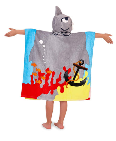 Lora Dora Boys Girls Hooded Poncho Summer Beach Swim Towel Shark