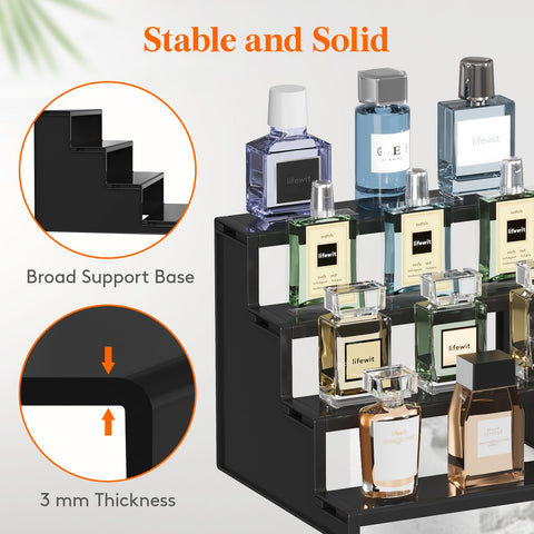Lifewit 9 Inch Cologne Display Stand, 4 Tier Plastic Perfume Riser, Display Shelf for Aftershave, Fragrance, Skincare, Makeup, Vanity Storage