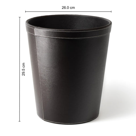 Osco Faux Leather Waste Bin – 12 Litre Round Waste Paper Basket – Stylish Leather Finish Bin for Home Office, Study, Bathroom, Desk