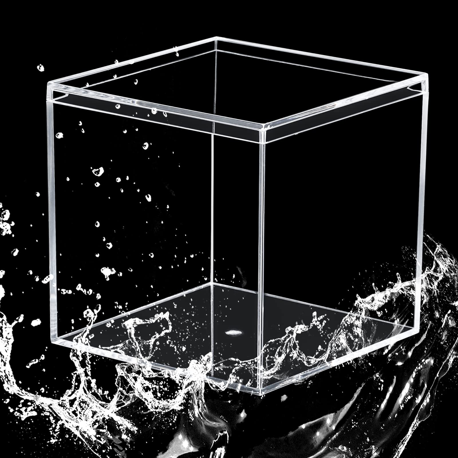 Kamehame Clear Acrylic Display Box with Lid Small Boxes 4 Pcs 10x10x10cm