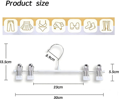 Supmaker 20 Pack Trouser Hanger, 30cm Pants Hangers Space Saving Skirt Hangers with Adjustable Clips,Heavy Duty Clothes Coat Garment Jeans Hangers