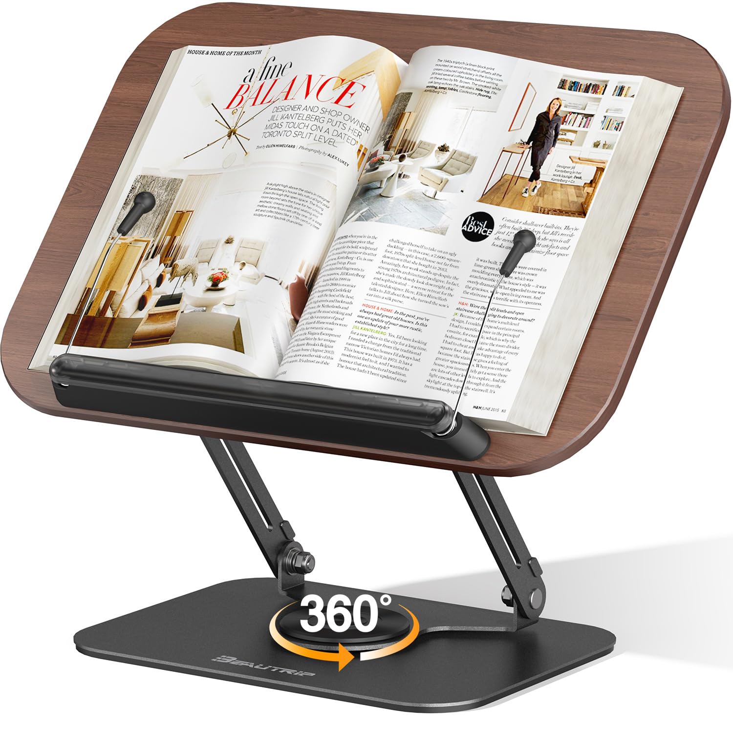 BEAUTRIP Book Stand for Reading, Foldable Book Holder for Desk Hands Free, Display Stand for Office, Kitchen, Cookbooks, Textbooks, Recipes