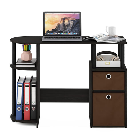 Furinno JAYA Simplistic Computer Study Desk with Bin Drawers, Espresso