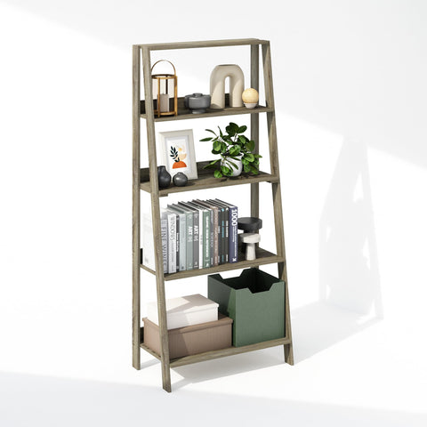 Furinno LADDER Display Shelf, 5-Tier Ladder Shelf, Ladder Bookshelf, Display Storage Shelves, 33 x 59.9 x 135.9 cm, for Living Room, Home Office