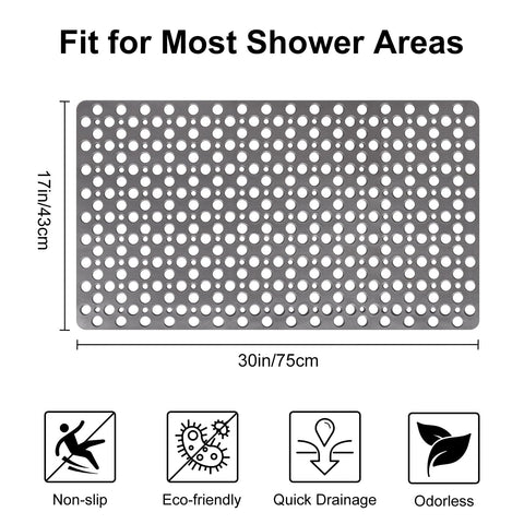 Bathtub Mat and Shower Mat Non Slip: 43 x 75 cm Soft TPE Bath Tub Mat with Suction Cups and Drain Holes, Anti Slip Shower Mats for Inside Shower