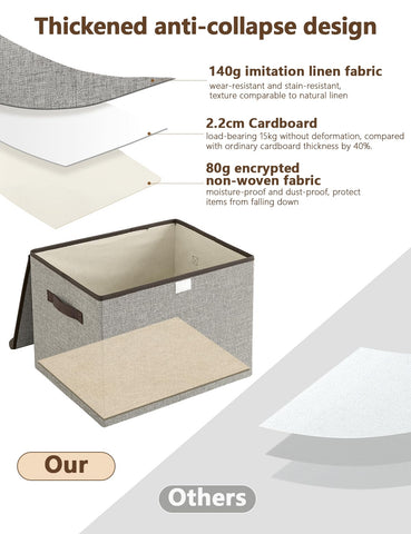 Bagnizer Small Collapsible Storage Boxes with Lids & Handles 3PCS