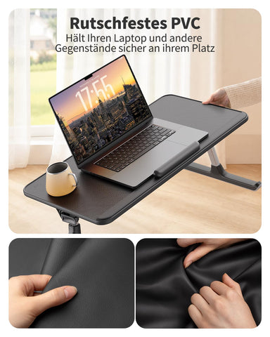 SAIJI Non-Slip Leather Lap Desk Laptop Bed Tray Table, Laptop Stand for Bed