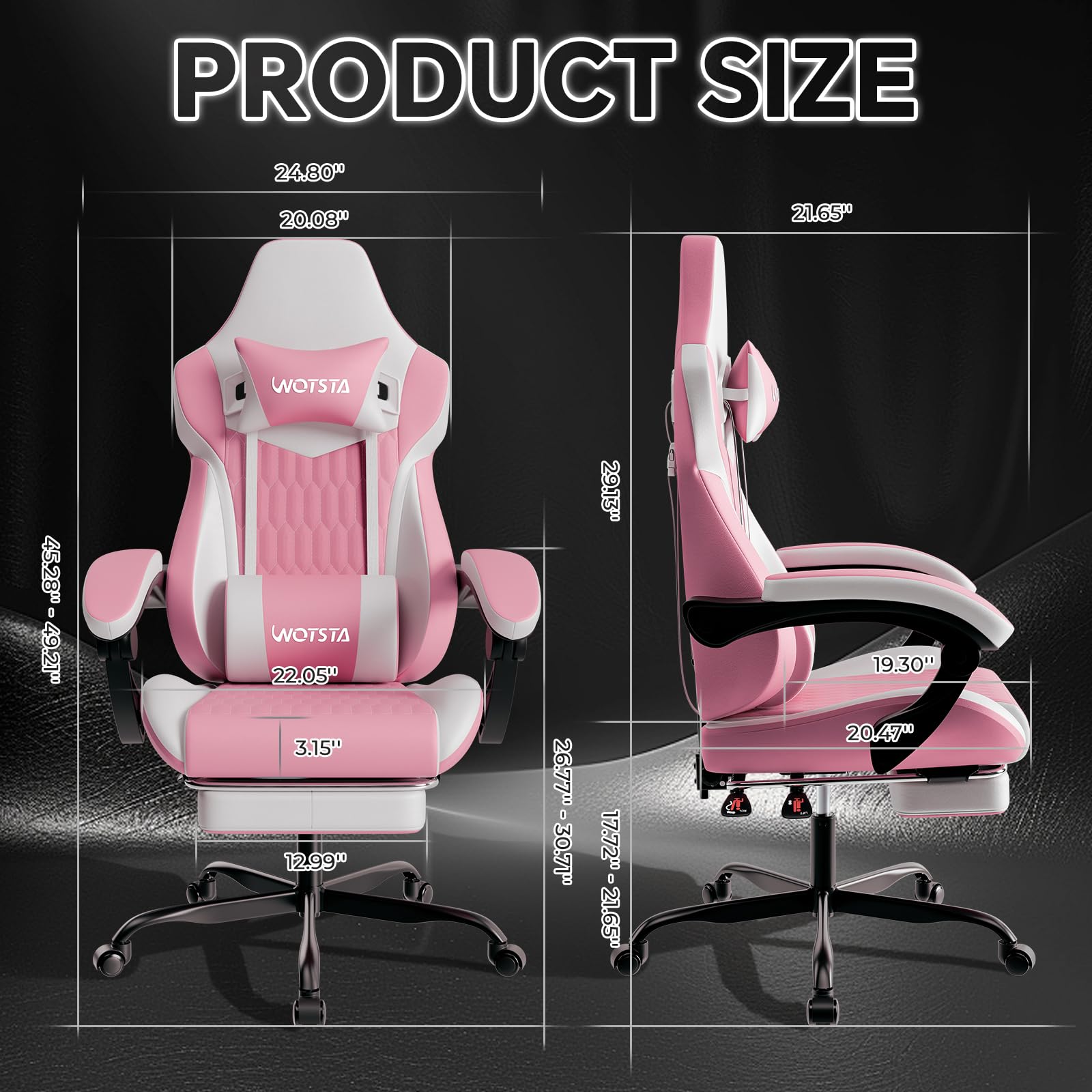WOTSTA Gaming Chair, Ergonomic Gaming Chair with Footrest and Lumbar Support, Computer Chairs