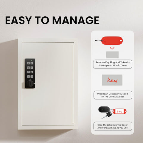 Grimtron Electronic 40 Key Safe Wall Mounted, Beige Key Lock Box With Code