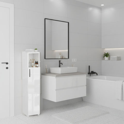 ComfortCove Slim Bathroom Cabinet, Tall Bathroom Cabinet, Gloss White