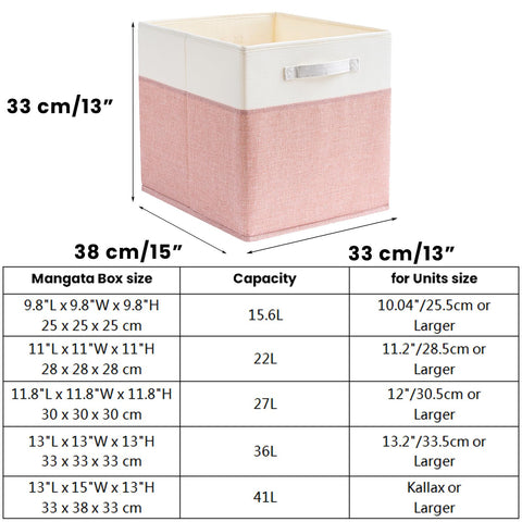 Mangata Cube Storage Boxes 33x38x33 cm, Large Fabric storage baskets for Storage Cube Units, Clothes Bins, Baskets, Chests,Toys