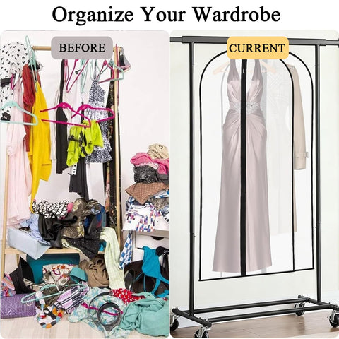 2-Pack Extra Long Garment Bags (180cm) | Clear View Hanging Covers for Wedding Dresses, Gowns & Coats | Dust & Water Resistant