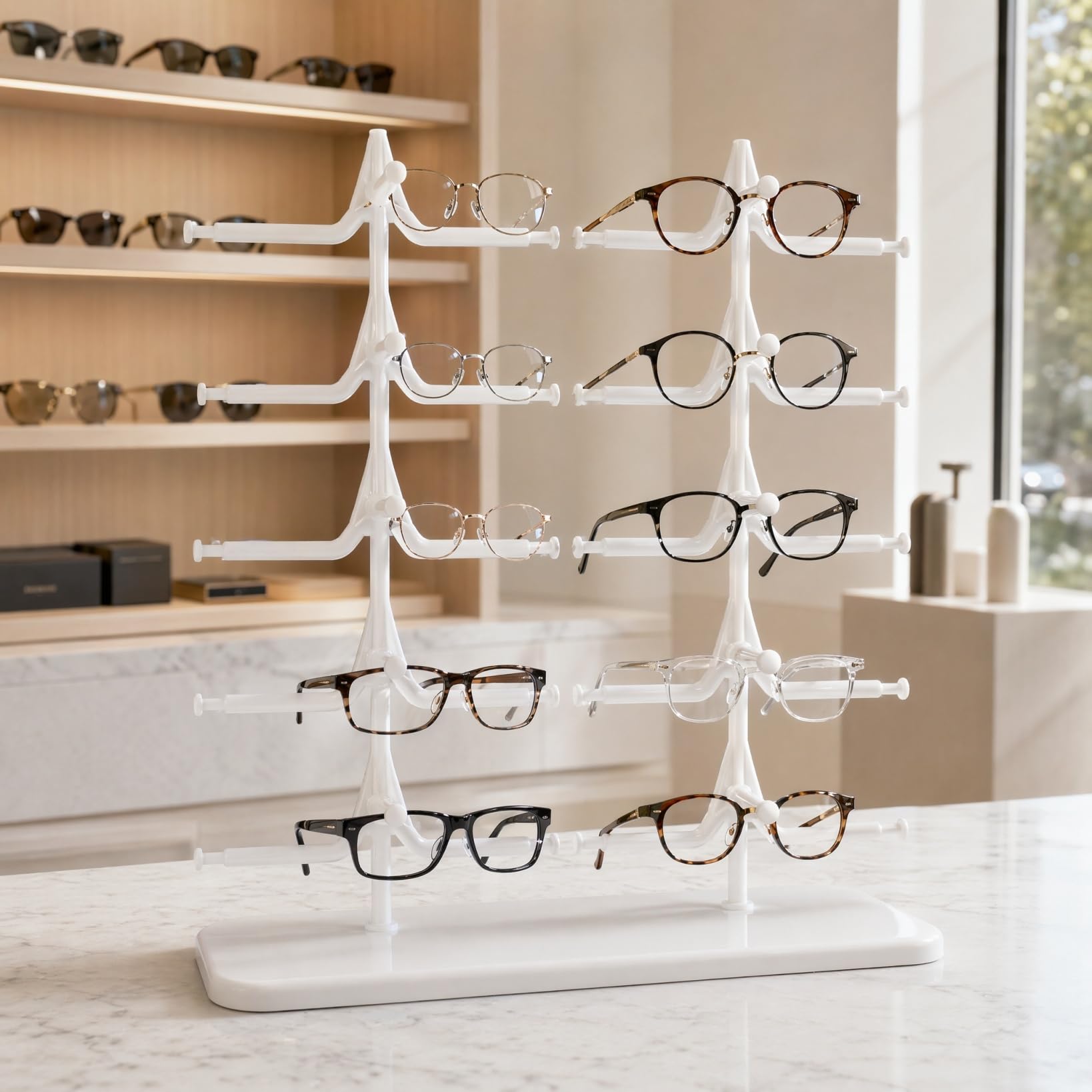 Housoutil Glasses Holder Glasses Stand for Multiple Glasses Sunglasses Storage Plastic Glasses Stand Display Rack for Glasses Display Organiser
