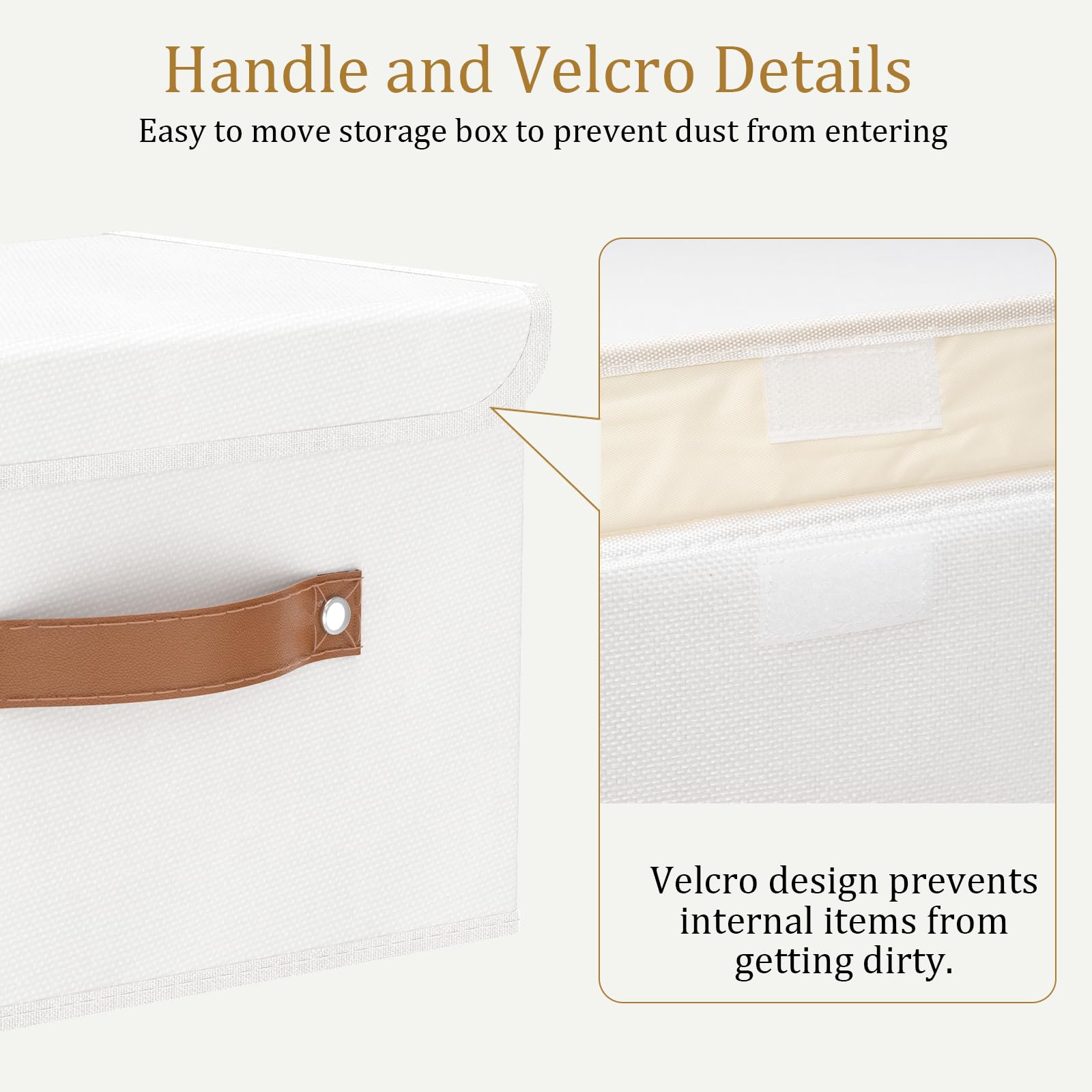OUTBROS 1 Pack Fabric Storage Boxes with lids, 38x25x25cm, White