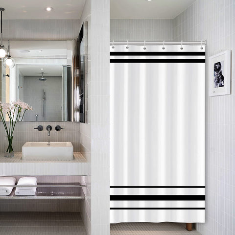 SDOTPMT 90x180cm Black and White Shower Curtain Modern Classic Black Striped Bath Curtain Rustic Farmhouse Minimalism Bathtub Curtain for Bathroom