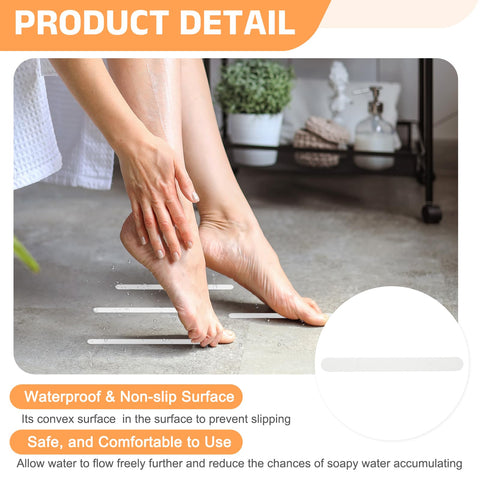 sourcing map 12pcs Non-Slip Bathtub Stickers, Anti-Slip Shower Stickers Showers Treads Strip Shaped Appliques with Scraper for Bath Tub Shower Stairs