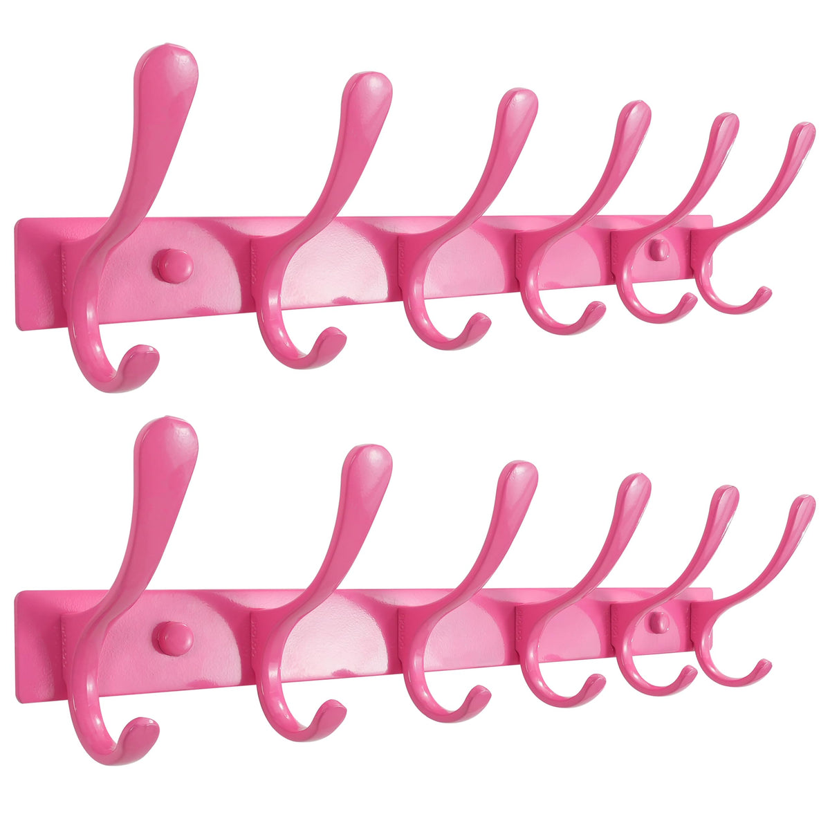 SKOLOO Coat Rack Wall Mounted - 6 Hooks, Pack of 2, Heavy Duty, Stainless Steel, Metal Wall Coat Hanger, Sturdy Wall Hooks for Hanging Coat, Jacket
